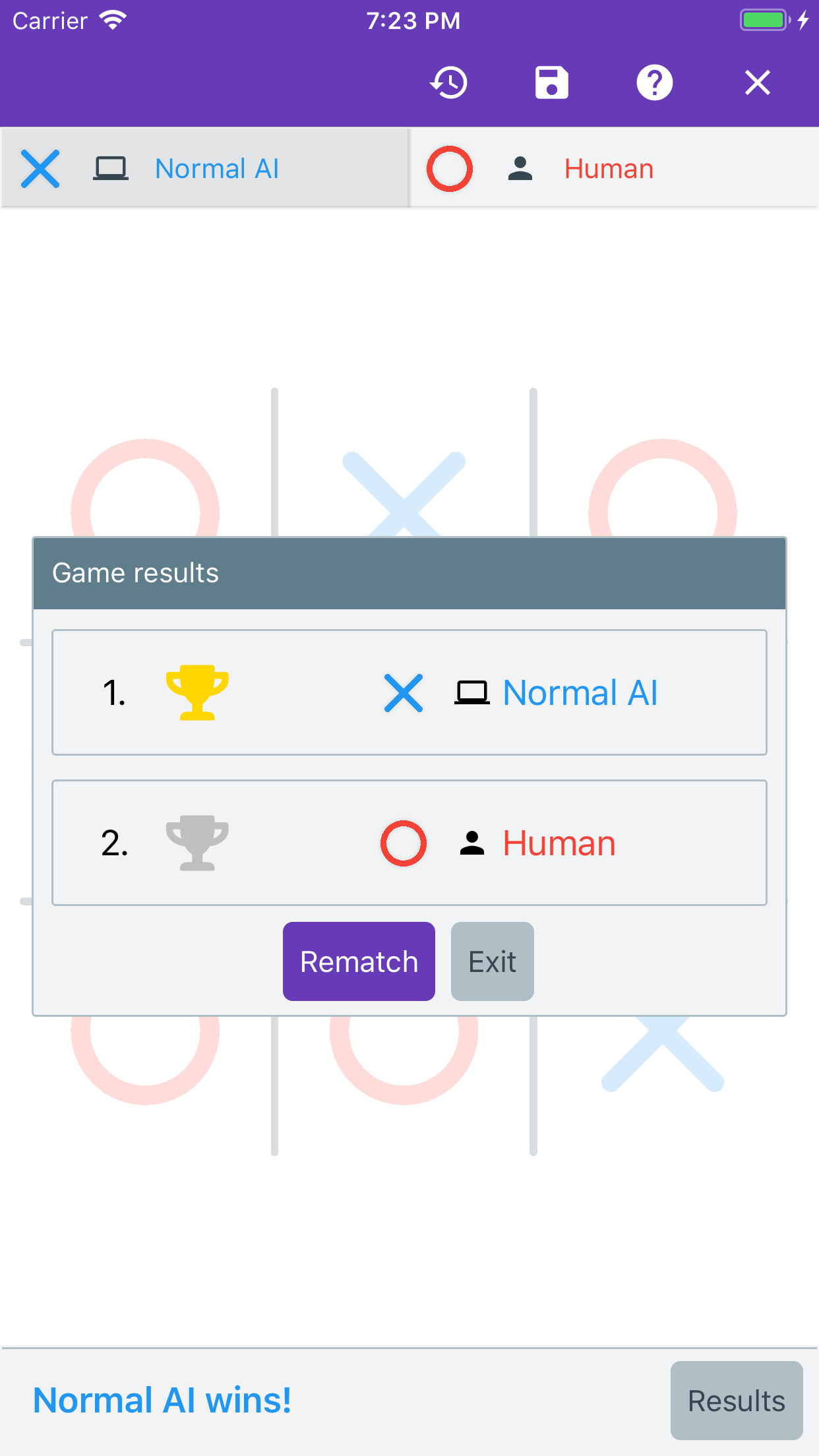 Game results on iOS in 0.16